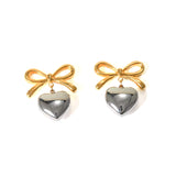 Bow heart earrings