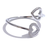 Double heart adjustable ring