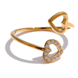 Double heart adjustable ring